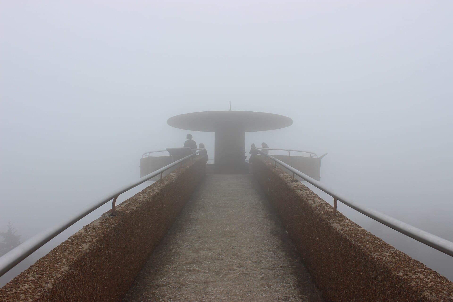 Clingmans Dome — Clingmans Dome Observation Tower deck in fog.jpg